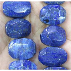 Lapis Lazuli beads, faceted oval, blue, approx 15-20mm