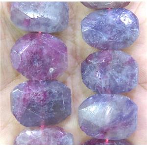 purple Fluorite bead, faceted oval, approx 15-20mm