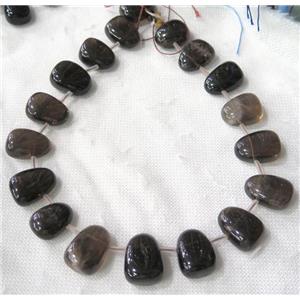Smoky Quartz beads collar, teardrop, top-drilled, approx 15-26mm