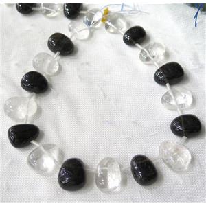 Clear Quartz and Smoky Quartz collar beads, teardrop, top-drilled, approx 15-26mm