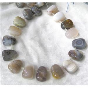 Botswana Agate beads collar, teardrop, top-drilled, gray, approx 15-26mm