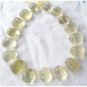 Lemon Quartz collar beads, teardrop, graduated, top-drilled, lt.yellow, approx 15-26mm