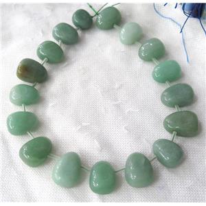 Green Aventurine beads collar, teardrop, top-drilled, approx 15-26mm