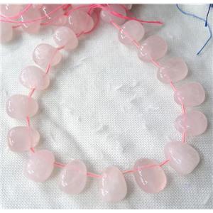 Rose Quartz bead collar, teardrop, top-drilled, pink, approx 15-26mm