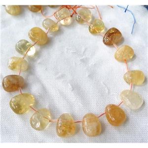 citrine collar beads, teardrop, top-drilled, yellow, approx 15-26mm