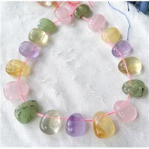 Mix Gemstone Quartz Teardrop Collar Beads Graduated Topdrilled, approx 15-26mm