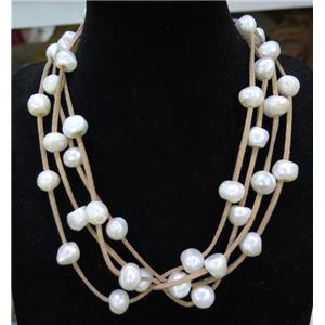 white freshwater pearl necklace with magnetic clasp, approx 10-12mm bead