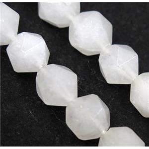 White Jade Beads Cutted Round, approx 8mm dia