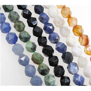 Mix Gemstone Beads Cutted Round, approx 12mm dia