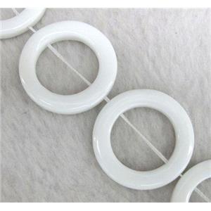 white porcelain beads, O-ring, approx 30mm dia, 15.5 inches