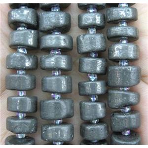 matte pyrite disc bead, heishi, approx 9-12mm