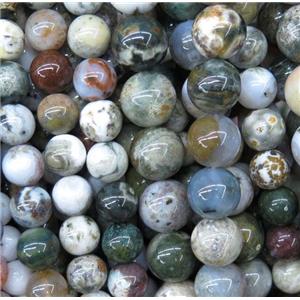 natural Ocean Agate Beads, round, multi color, approx 6mm dia