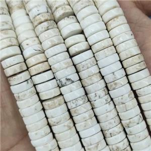 synthetic white turquoise beads, heishi, approx 3x4mm