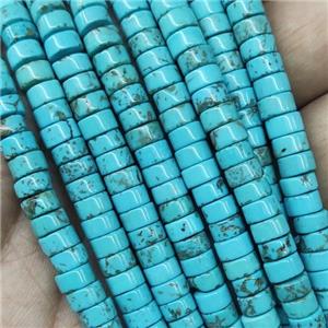 synthetic blue turquoise heishi beads, approx 3x8mm