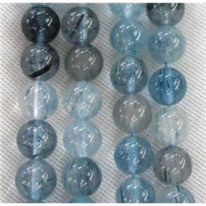 round blue Rutilated Quartz beads, approx 8mm dia