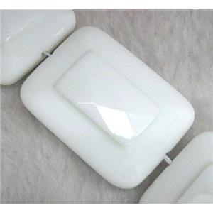 porcelain bead, rectangle, faceted, white, approx 18x25mm, 15.5 inches