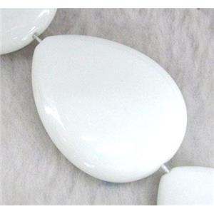 white porcelain beads, flat-teardrop, approx 30x40mm, 15.5 inches