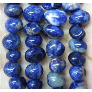 blue sodalite chip bead, freeform, approx 6-10mm