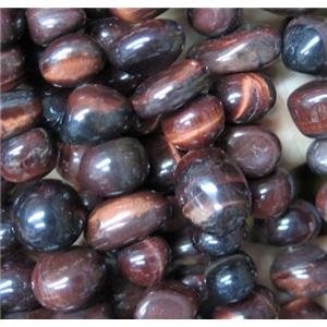 red Tiger eye stone chip bead, freeform, approx 6-10mm