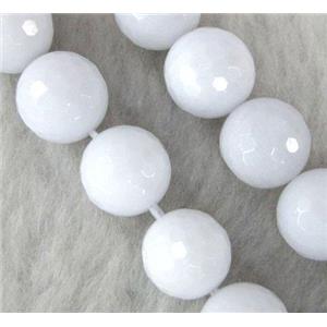 white agate beads, faceted round, approx 10mm dia, 38pcs per st