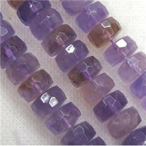 Ametrine heishi beads, faceted, purple, approx 8x14mm