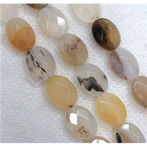 Chinese Heihua Agate beads, faceted oval, approx 10x14mm