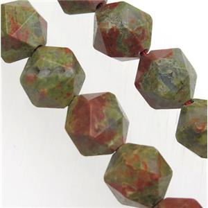 Green Unakite Beads Cutted Round, approx 8mm dia