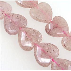 natural Strawberry Quartz beads, faceted heart, approx 20mm dia