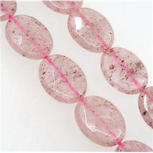 natural Strawberry Quartz beads, faceted oval, approx 15x20mm