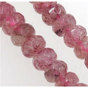 natural Strawberry Quartz beads, faceted rondelle, approx 5x8mm