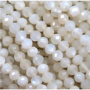 white Moonstone beads, faceted rondelle, approx 3x4mm