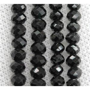 black tourmaline beads, faceted rondelle, approx 4x6mm