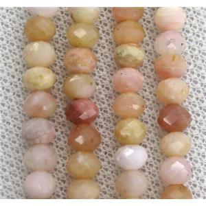 pink Opal Jasper bead, faceted rondelle, approx 4x6mm