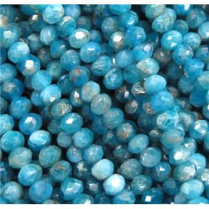 blue Apatite beads, faceted rondelle, approx 3x4mm