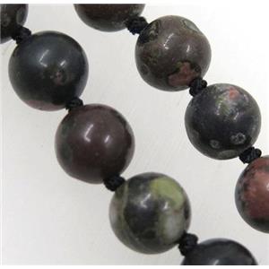 PlumBlossom Jasper Bead knot Necklace Chain, round, approx 8mm dia, 35.5 inch length