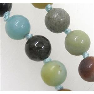 round Chinese Amazonite beads knot Necklace Chain, approx 8mm dia, 35.5 inch length