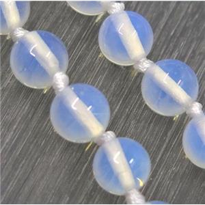 round white opalite bead knot Necklace Chain, approx 8mm dia, 35.5 inch length