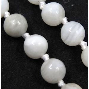 white Crazy Agate bead knot Necklace Chain, round, approx 8mm dia, 35.5 inch length