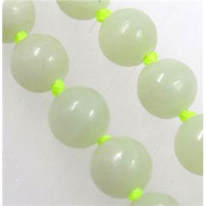 New Mountain Jade bead knot Necklace Chain, round, approx 8mm dia, 35.5 inch length