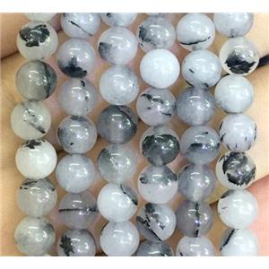 Heihua Jade stone beads, round, approx 10mm dia
