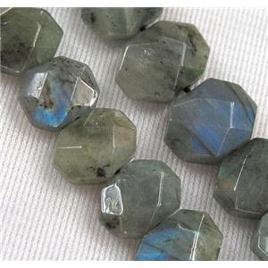Labradorite bead, faceted oval, approx 10-14mm