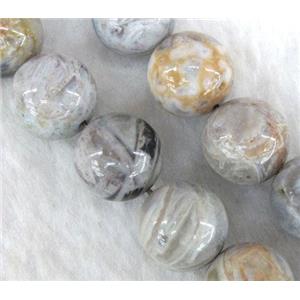 gray Bamboo Agate beads, round, approx 4mm dia, 15.5 inches