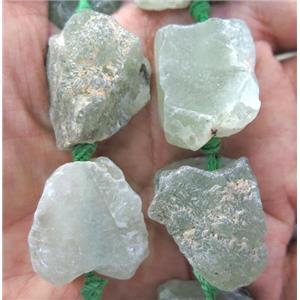 green prehnite nugget beads, freeform, rough, approx 15-25mm