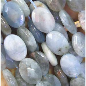 Aquamarine beads, faceted oval, blue, B-grade, approx 13x18mm