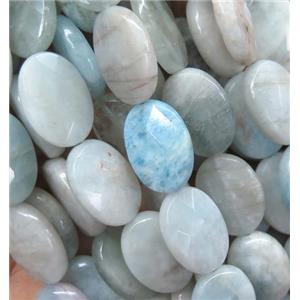 Aquamarine beads, faceted oval, approx 13x18mm