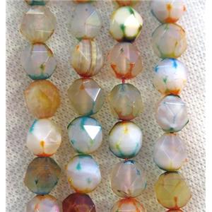 agate beads ball, faceted round, approx 8mm dia