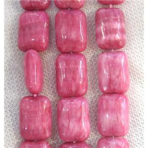 Chinese Rhodonite rectangle beads, dye pink, approx 13x18mm