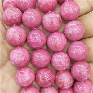 Chinese Rhodochrosite Beads Pink Dye Smooth Round, approx 14mm dia