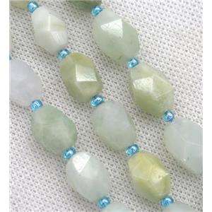 Aquamarine nugget beads, faceted freeform, AB-grade, approx 8-14mm