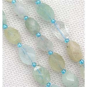 Aquamarine nugget beads, faceted freeform, approx 8-14mm